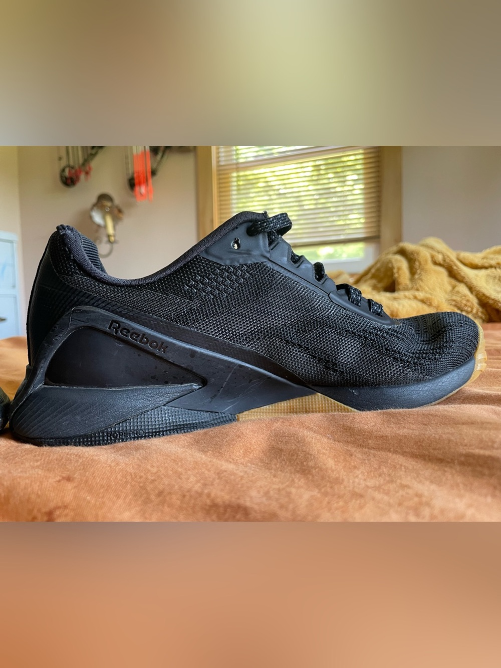 Reebok Men’s Nano X1 Cross Trainer Black Sneakers with Gum Accent - Picture 4 of 9